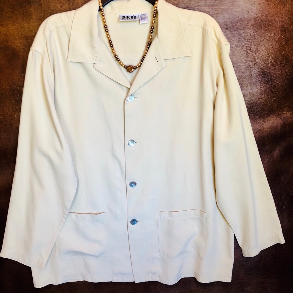Chico’s cream silk jacket